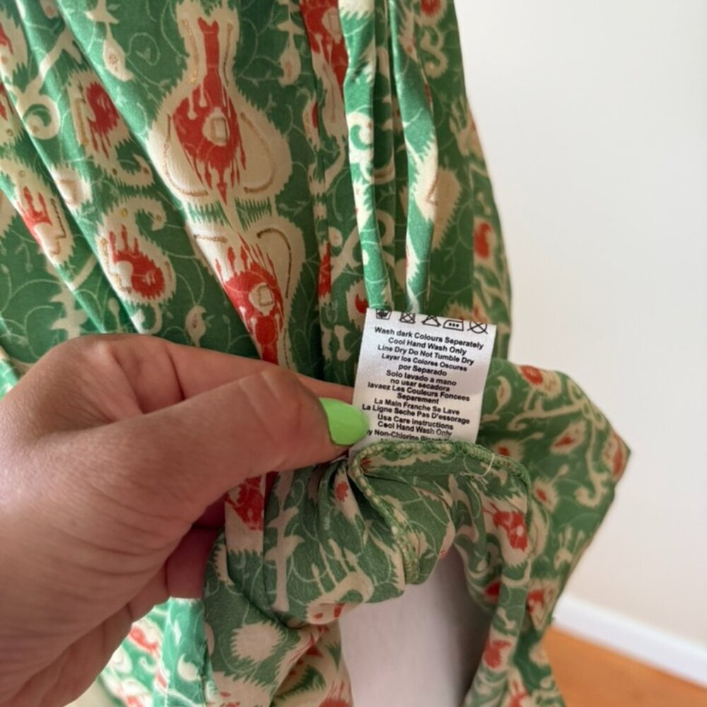 Karma Highway Women's Green Orange Floral Paisley Summer Mini Dress - Picture 8 of 8